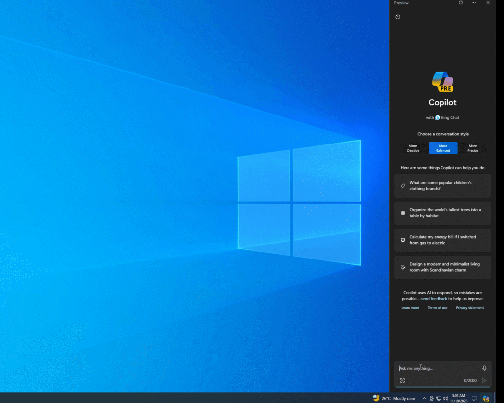 Copilot on Windows 10 hands on