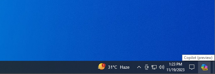 Copilot on taskbar