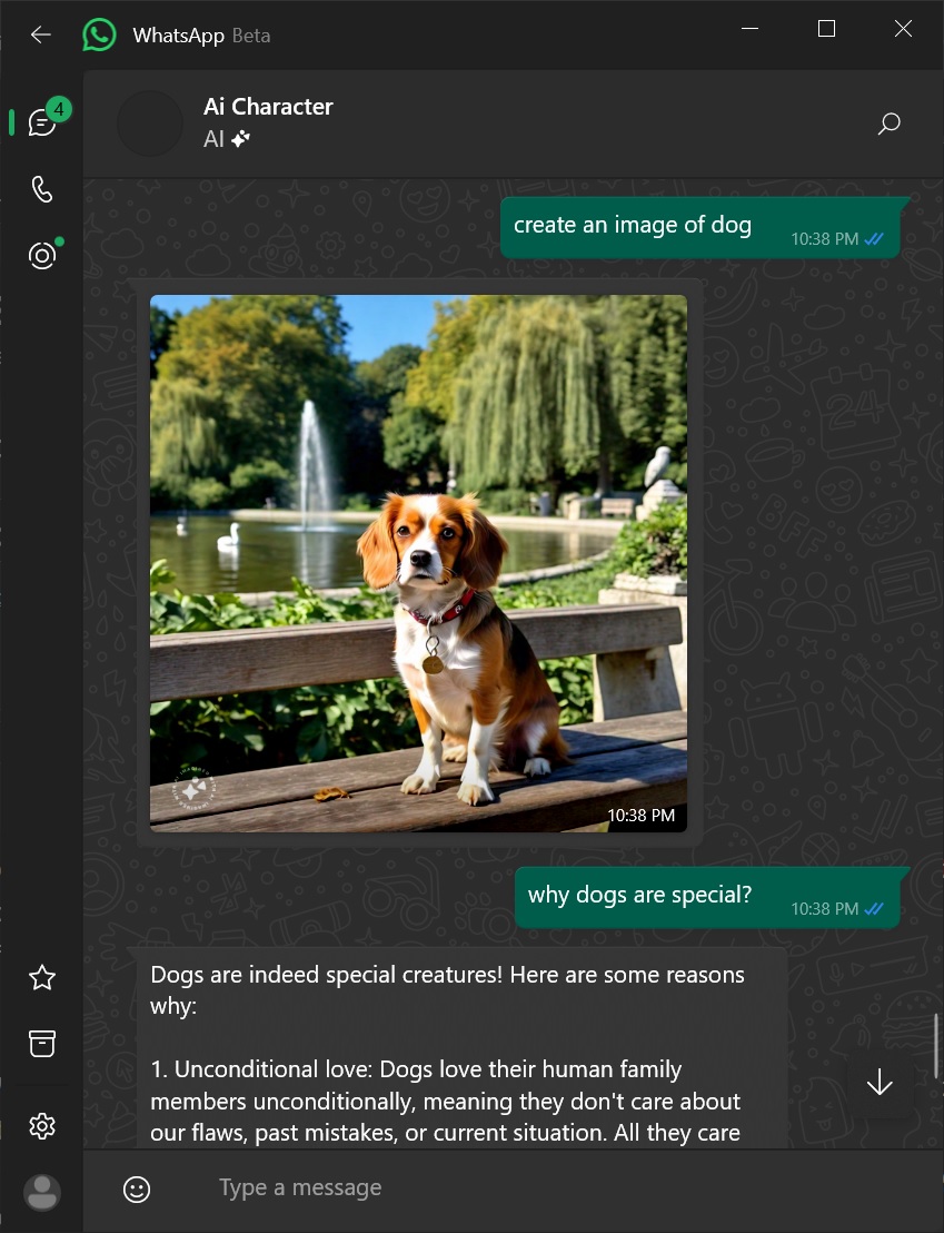 Meta AI on WhatsApp for Windows 11