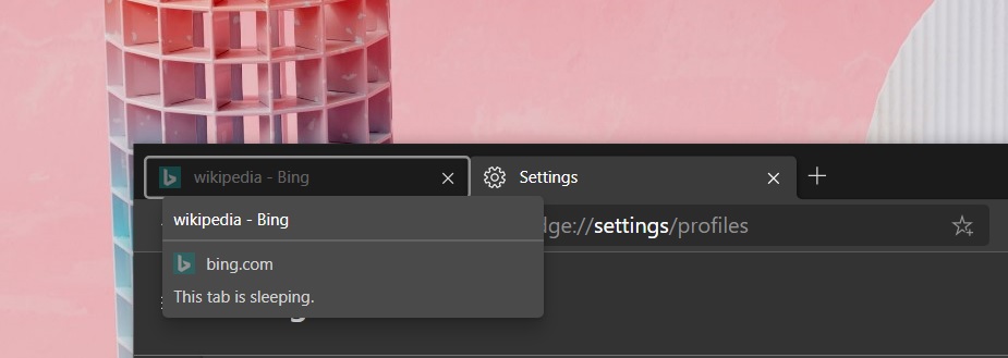 Microsoft Edge sleeping tab