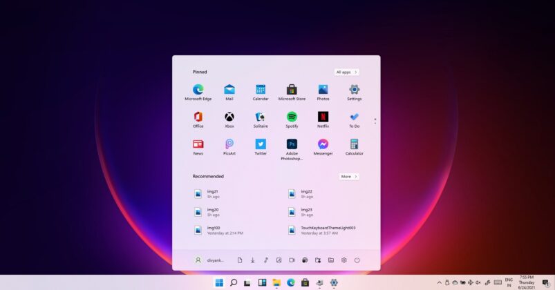 Start Menu light