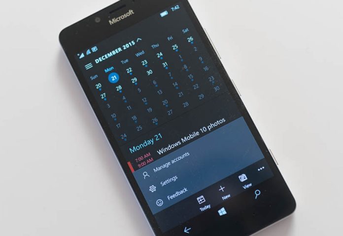 Windows 10 Mobile Calendar app