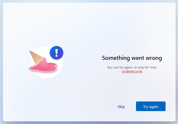 Windows 11 OOBERegion error