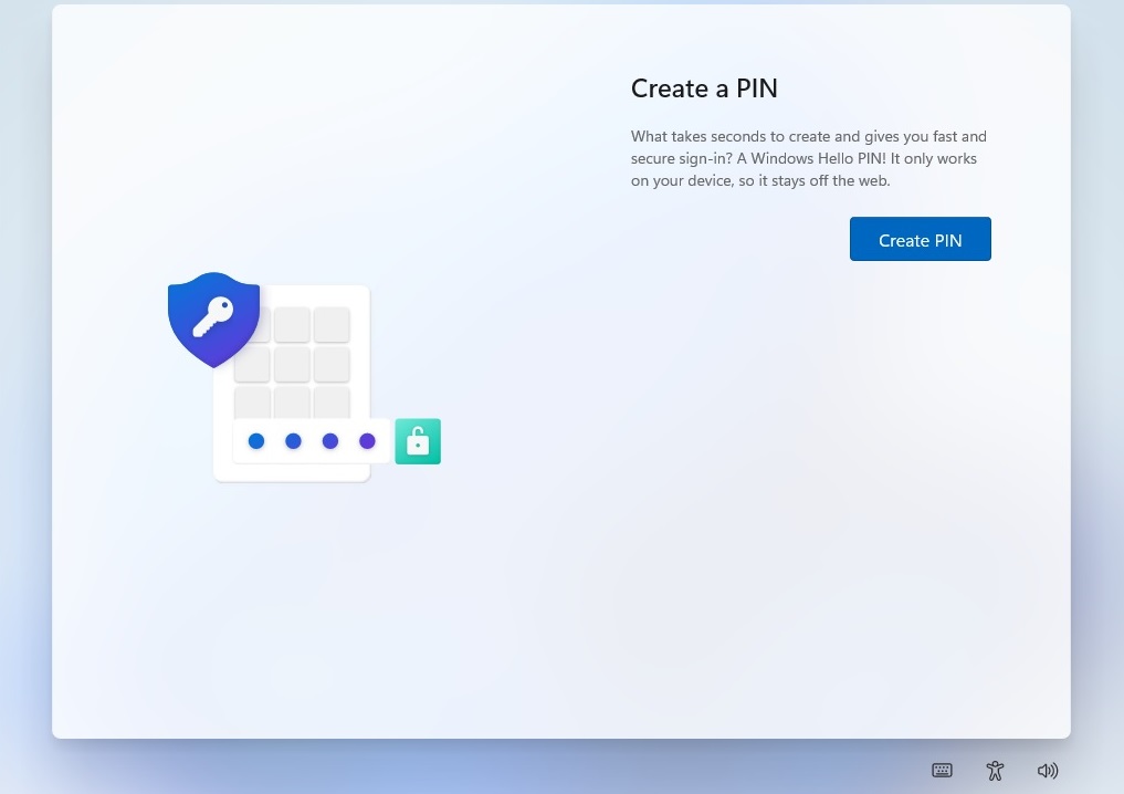 Windows OOBE PIN screen